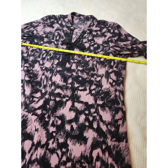 Rock & Republic Abstract Lace-Up Boho Top  Pink Black Casual Bohemian Med. - Picture 6 of 8